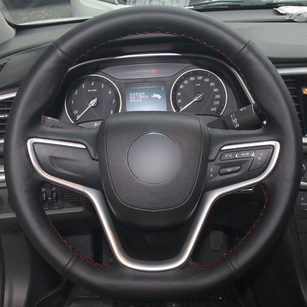

black natural leather car steering wheel cover for buick excelle 2015-2017