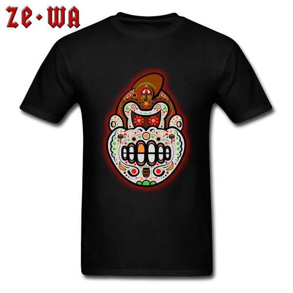 

day of the dead t-shirts for men mexico style monkey skull print tshirt black t shirts casual summer/autumn tees cotton, White;black