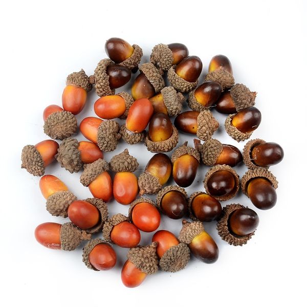 

60pcs lifelike artificial acorn for diy christmas tree decoration mini fake foam fruit and vegetables flower scrapbooking carft