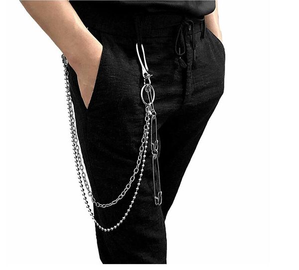 

металлические пояса бумажник цепи рок панк брюки hipster pant жан брелок серебряный булавка кольцо клип keyring мужской хип-хоп ювелирных из, Silver