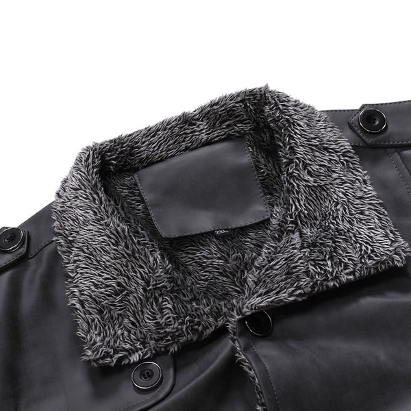 

2019 winter selling men fur casual fashion leather jacket, Black