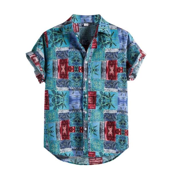 

mens ethnic short sleeve beach hawaiian shirt tropical summer cotton linen printing hawaiian turn down collar shirts plus size, White;black