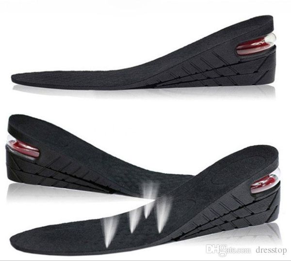 

3 layers tall lift shoe pads 7cm pu air cushion height increase insoles full length foot care, Black