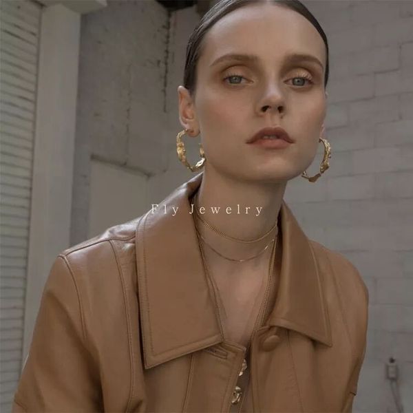 

european and american niche web designer ins fire red lava texture modern trendy earrings big circle, Golden;silver