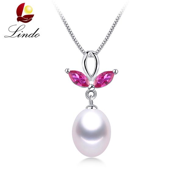 

fashion crystal 5a natural freshwater pearl pendant women fashion 925 sterling silver necklace 4 colors pearl jewelry with box