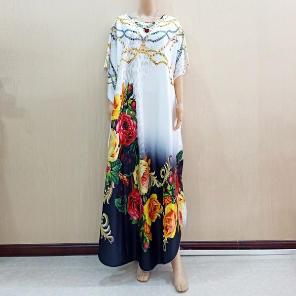 

african luxury dashiki dress women flower printed batwing long dresses, Red