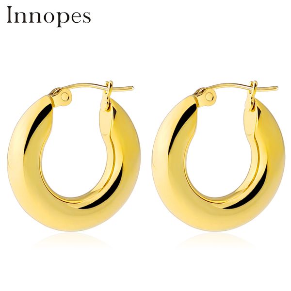 

innopes big earrings trendy punk statement gold loop hoop earrings jewelry wholesale round large size hoop for women, Golden;silver