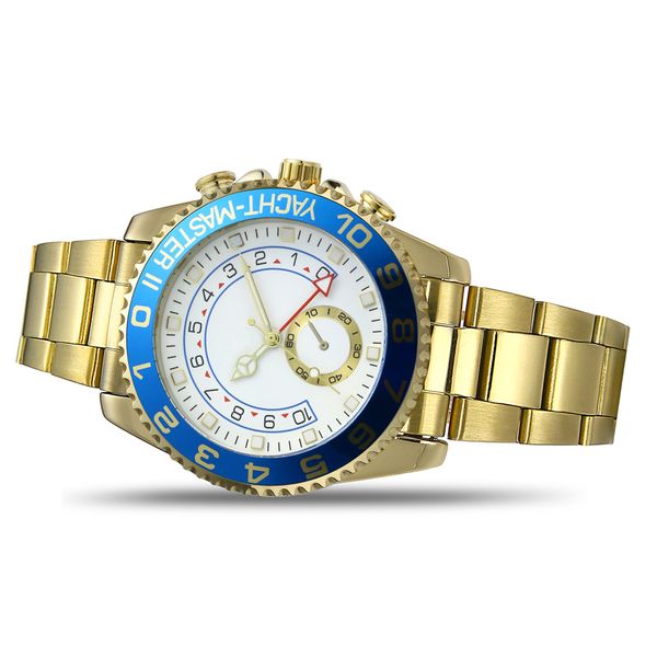 

Gold Luxury Brand Watch YACHT Top MASTER 44mm Auto Date Quartz Mens Stainless Steel Watches Men Roles Sports Datejust For Men Wristwatches