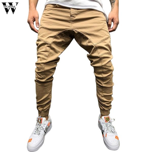 

womail trousers men's casual pants new pure colored loose multi-pocket workwear pants full length for men dropship may20, Black
