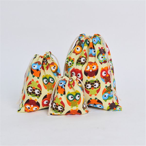 

canvas drawstring pouch party gift bag print owl home organizer bag size choosing