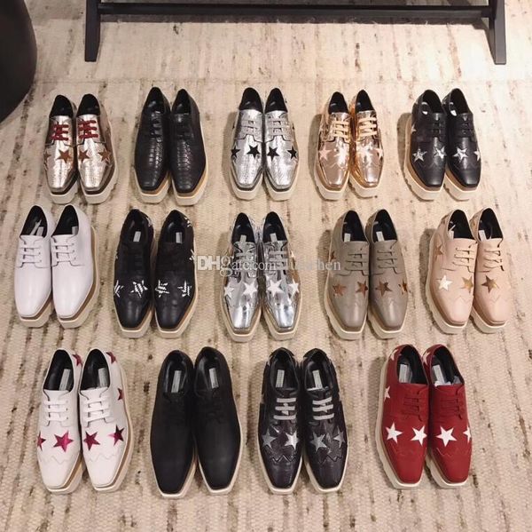 

stella mccartney shoes cow leather read wood wedge oxford elyse star sneakers in usa, Black