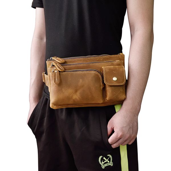 

сумка талии мужчин crazy horse натуральная кожа fanny pack пояс bum bag