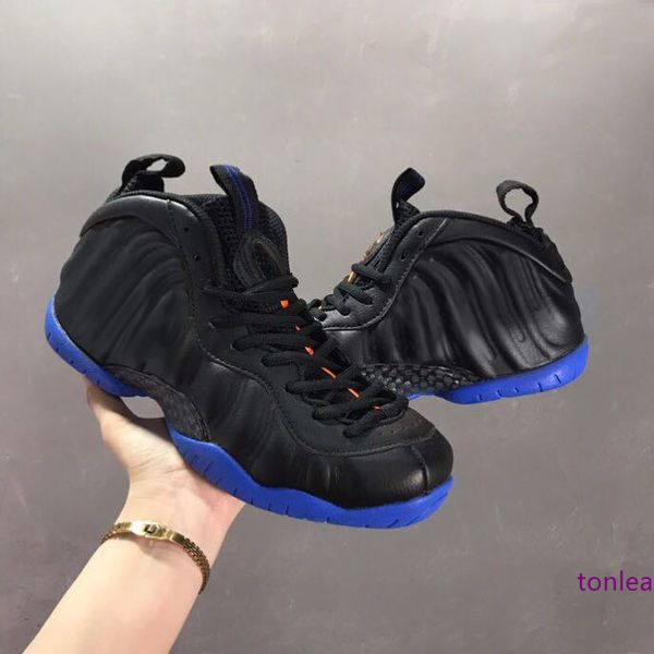 

knicks 624041-010 foam one pro mens basketball shoes black battle blue total orange penny hardaway men sports sneakers us 7-13