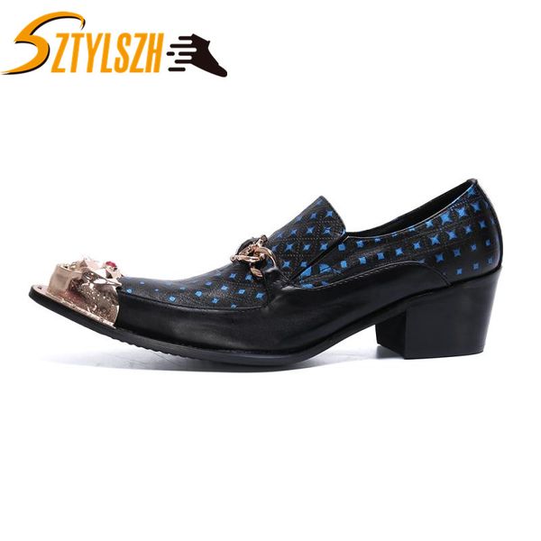 

mens dress shoes high heels genuine leather wedding shoes mens formal business man oxfords zapatos de cuero, Black