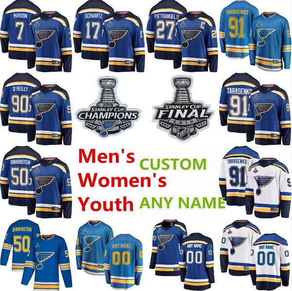 

2019 stanley cup final st louis blues hockey jerseys vladimir tarasenko jersey alex pietrangelo jake allen jaden schwartz binnington custom, Black;red