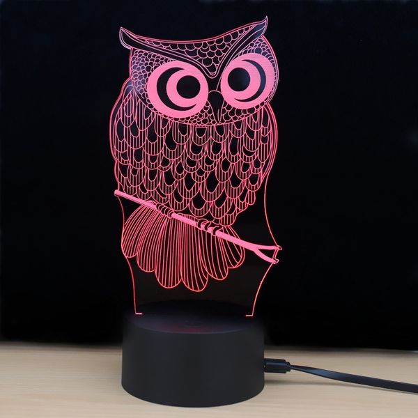 

led night light shining td182 7 color changing led 3d lamp owl touch atmosphere night light