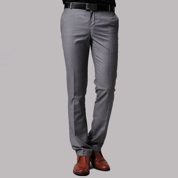 

2019 new fashion boutique solid color mens casual business suit pants men high-end brand formal wedding dress gray trousers, White;black