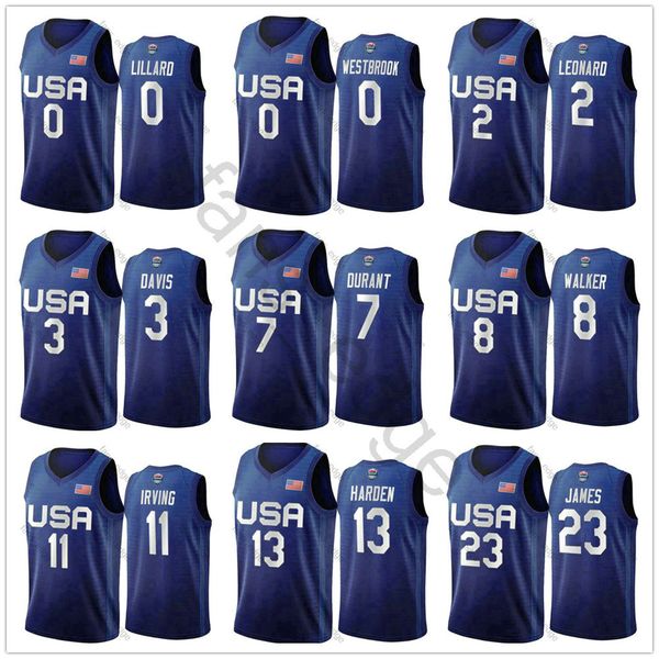 

2020 mens national team usa basketball jersey lebron james harden kyrie irving kemba walker damian lillard davis durant curry kawhi leonard, Black;red