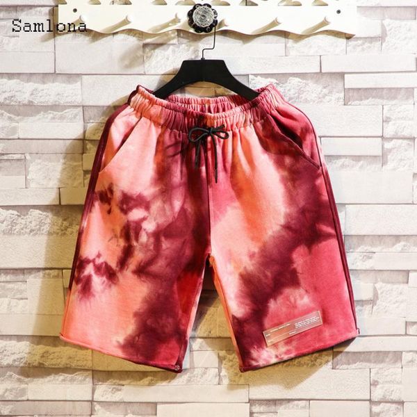 

2020 summer new japanese plus size elastic waist rendering camo color shorts men loose casual microelastic knee length pants, White;black