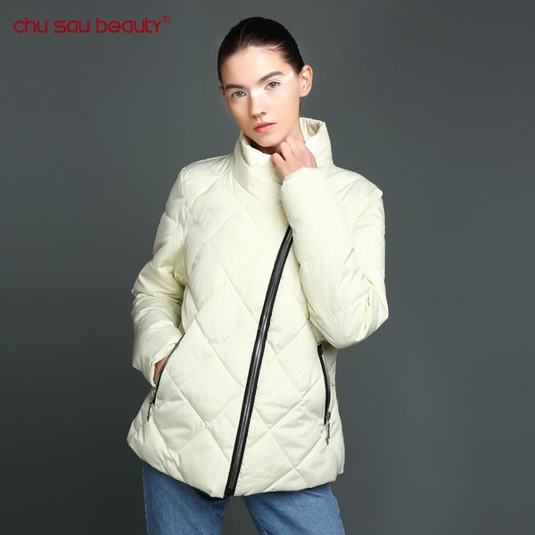 

chusaubeauty womens winter jackets and coats warm ladies jacket autumn rhombus casual uniform female thickening cotton-padded, Black