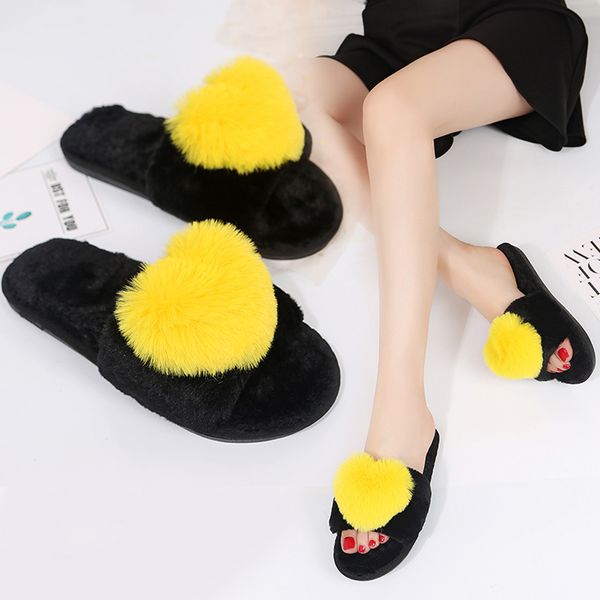 

original noenname women's winter home slippers love non-slip warm indoors bedroom floor shoes dropshipping 40, Black