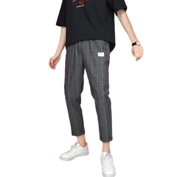 

missky men's casual pants ninth pants micro elastic middle waist sweatpants easylook trousers for male, Black