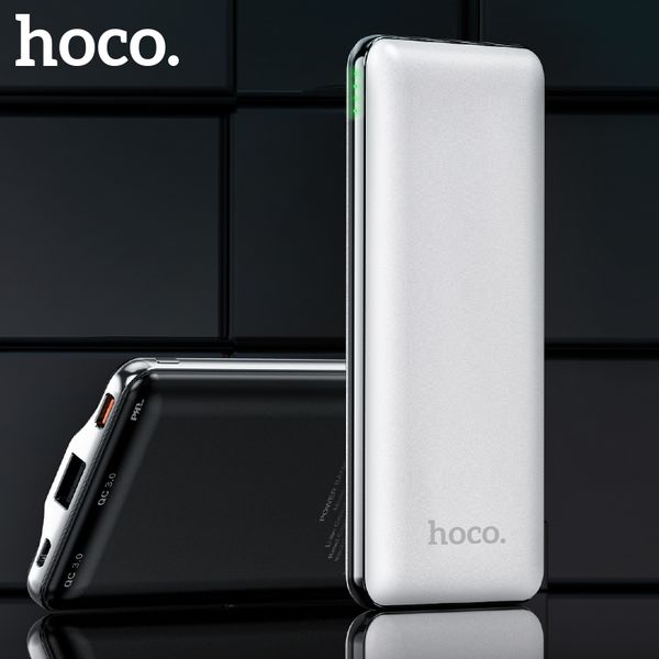 

hoco 10000mah power bank 18w usb type c pd fast charging+quick charge 3.0 2.0 usb powerbank external battery for iphone samsung