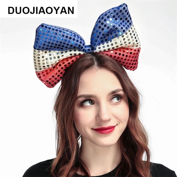 

european and american ornaments super large sequins bow tie headband fabric halloween christmas flag headdress wy1130, Silver