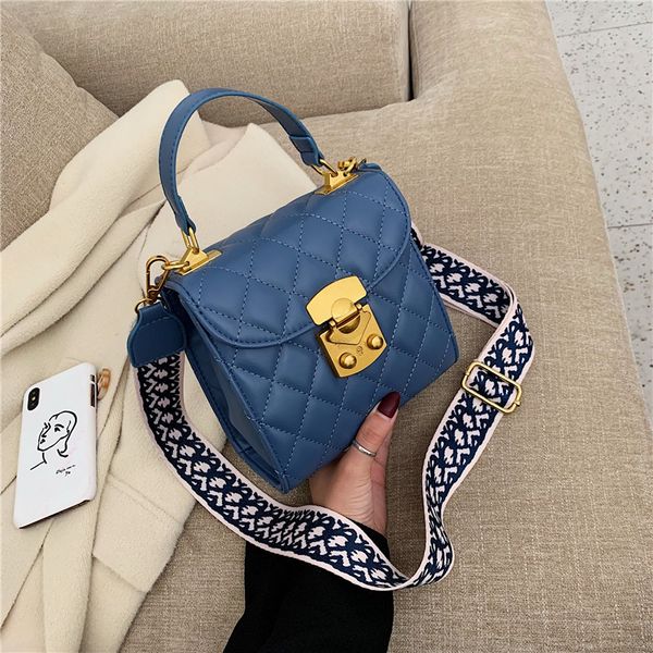 

women's bag 2020 new fashion luxury portable rhombus embroidery shoulder bag broadband wild messenger designer small square