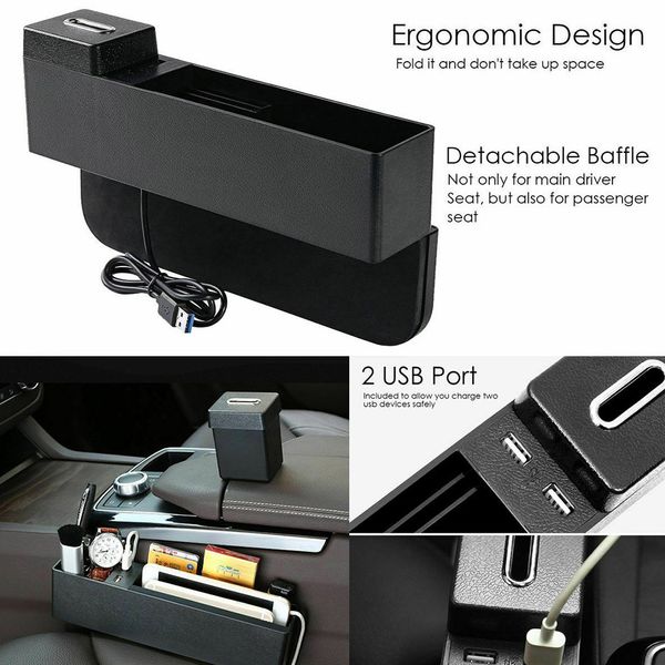 

car side filler 2 port usb charger storage box abs holder interior multipurpose front seat slot mobile phone accessories