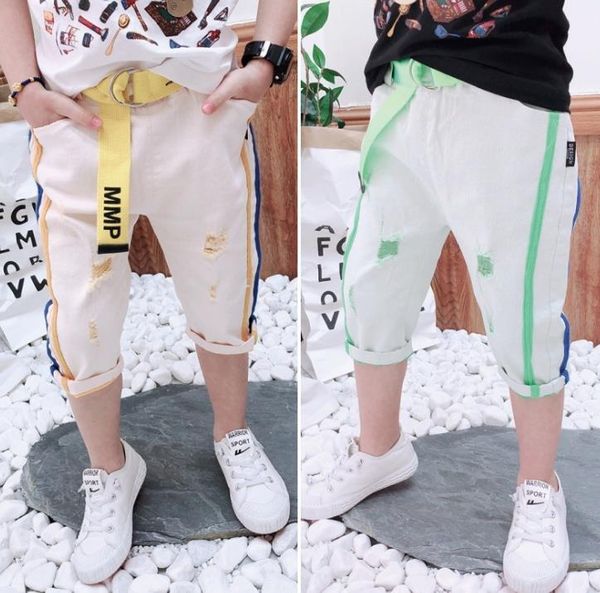 

summer children's pants boys hole seven pants summer children's casual wear 2-7y, Blue