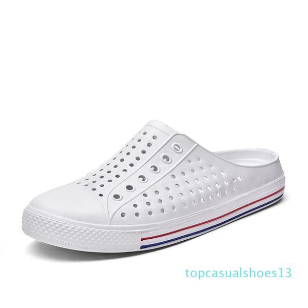 

летняя пара отверстий обувь мужчин сандалии мягкое дно тапочки покрытием пляж сандалии дышащий hollow пляжная обувь мужская t31, Black