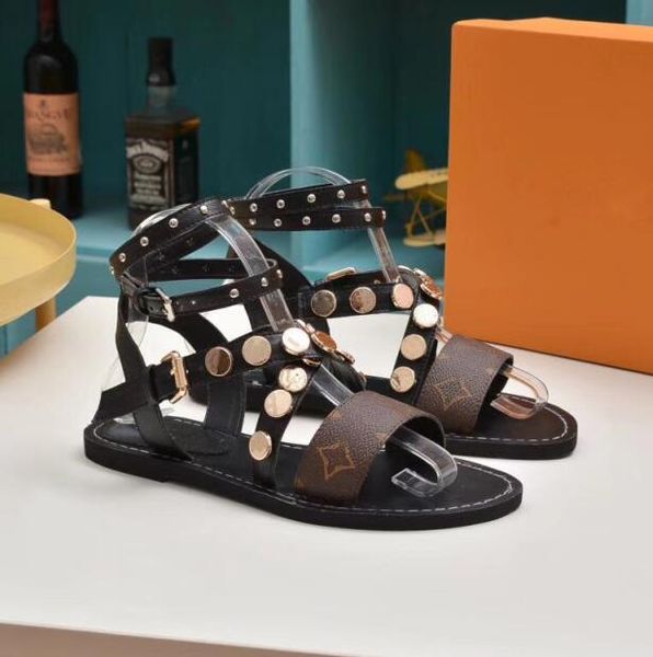 

womens sandals 1a63zx formentera leather flat slippers female brand leisure shoes, Black