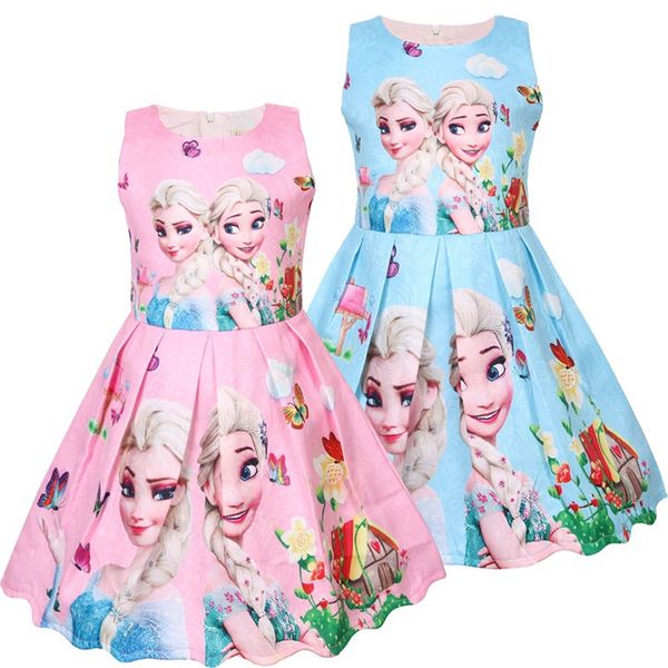 

children girls wedding dresses snow queen printing kids birthday party dress for toddler girls princess dresses, Red;yellow