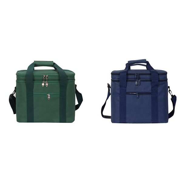 

lunch bag large double layer waterproof aluminum alloy cooler insulated thermal zipper picnic box ice bag container handbags