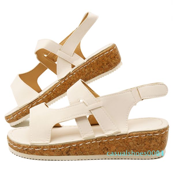 

женские сандалии мягкая кожа клинья обувь женские эспадрильи платформа женские высокие каблуки сандалии летние chaussures c14, Black