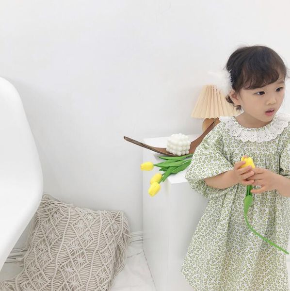 

2020 new girls printed dress summer cotton fashion girls dresses 2-7 years hv179, Red;yellow