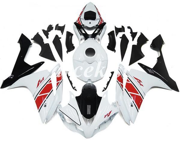 

injection mold new abs motorcycle full fairings kit fit for yamaha yzf-r1 2007 2008 07 08 add tank cover bodywork set white red matte