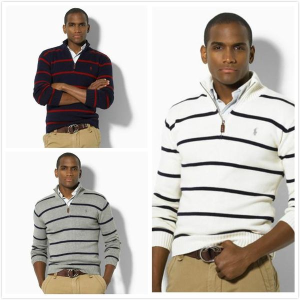 

поло дизайнер свитер ральфа кардиган мужской свитер лорен длинным рукавом новый полосатый мужской дизайнер прыгун пони шаблон бренда белые с, White;black