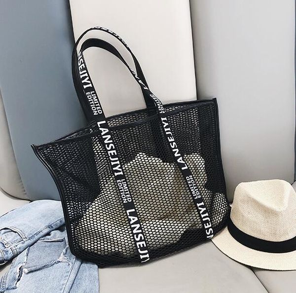 

designer women handbag luxury hollow-out summerc mesh female bag single shoulder bag oversize beach shopping bag sail