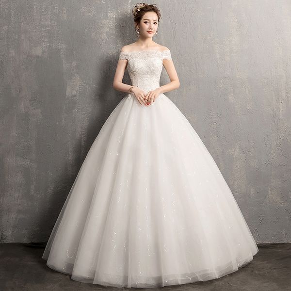 

vestido de novia lace wedding dress fashion bridal gown fast shipping, White