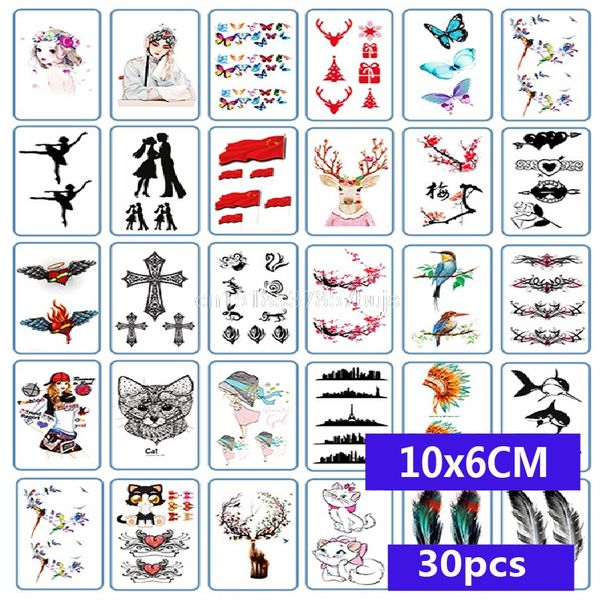 Acheter 30 Feuilles Spécial Original Imperméable Autocollants De Tatouages Temporaires Pour Adultes Enfants Body Art Faux Tatoo Femmes Tatto En