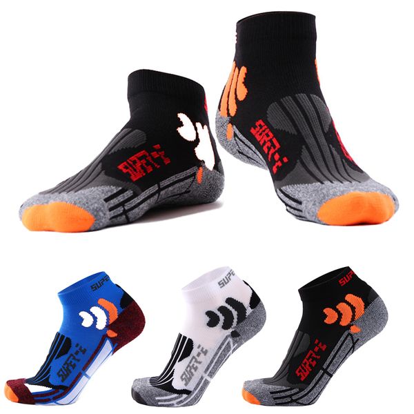 

new men running socks breathable athletic hiking socks fitness outdoors badminton tennis sport non skid sport sock hot, Black