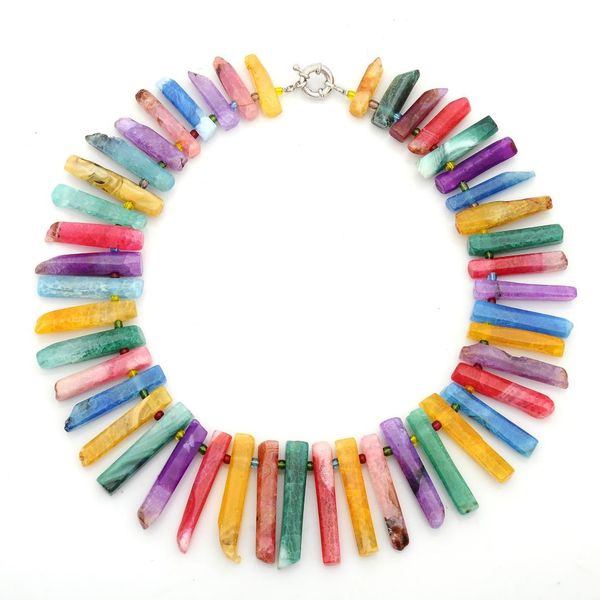 

man women long necklace natural stone beads necklace crystal agate beads choker jewelry for gift birthday party gift, Silver