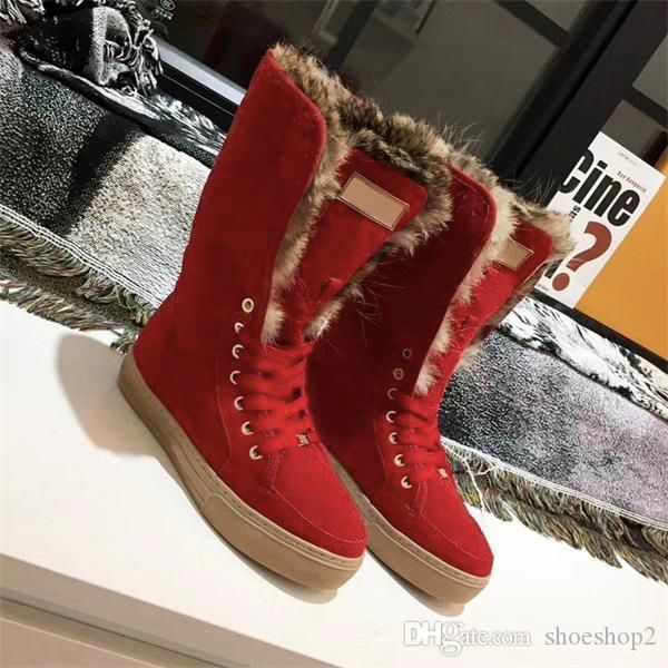 

2020 boots winter snow boots замша натурального меха слайды кожа водонепроницаемый зима теплая колено высокие сапоги мода женская обувь, Black