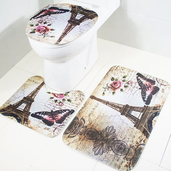 

3pcs/set ocean style sea world durable bathroom carpet toilet mat rug home/decor