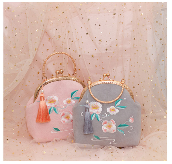 

angelatracy 2020 new arrival chinese flower floral cheongsam classical hanfu circular messenger bag day clutch hand bags box