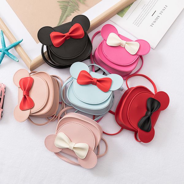 

ins children cartoon handbag fashion girls bows princess single shoulder bag kids stereo animal ear crossbody bags f7826, Black