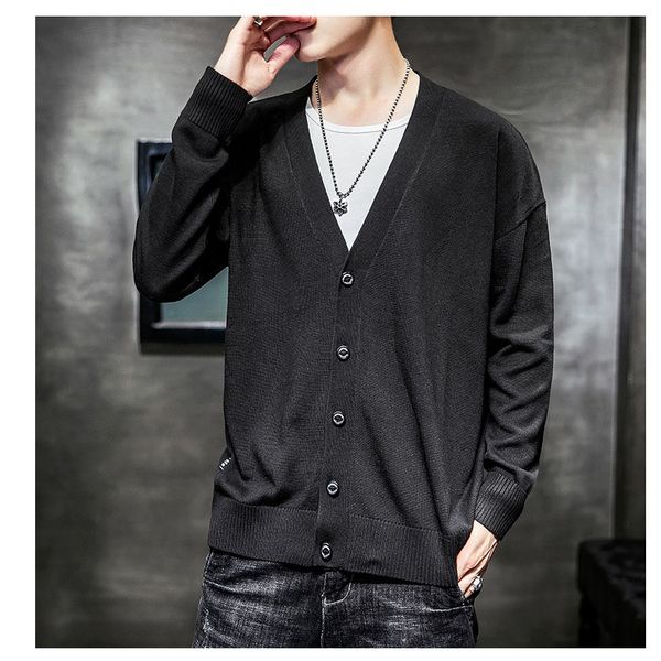 

lst910141 mens designer knit cardigan solid color sweater for boys v-neck long sleeve clothes new fashion style selling 2019 winter, White;black