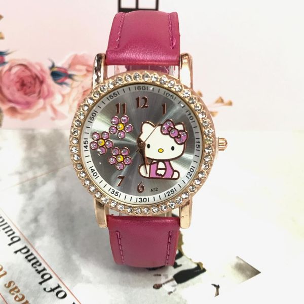 

diamond kt cat child watch beautiful girl watch belt children cartoon, Blue